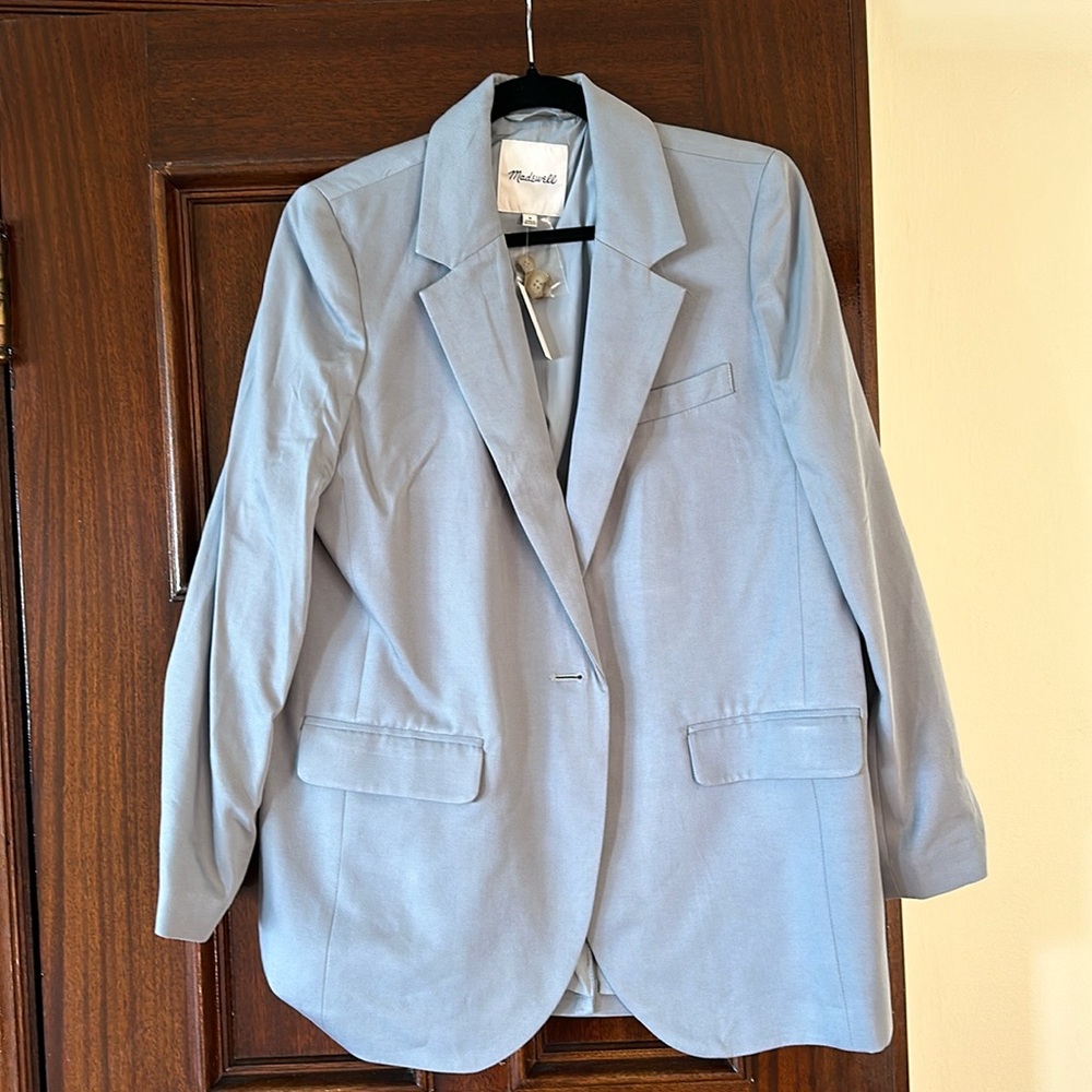 NWT Madewell the Larsen Blazer - Medium - Drapeweave - Overcast